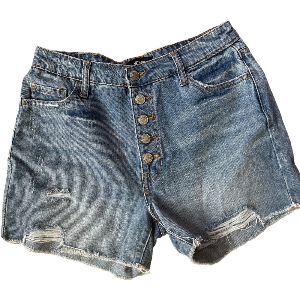 Vervet Button Fly Ultra High Rise Denim Distressed Shorts S